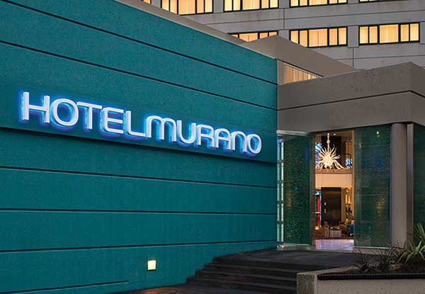 Hotel Murano building and sign
